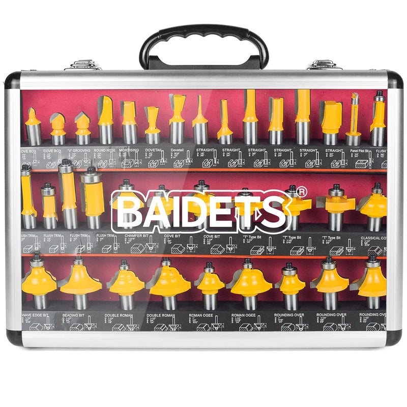 BAIDETS Router Bits Set 1/2 Shank - 35 PCS Router Bit Made of 45# Carbon Steel C3 Alloy Blade for Professional and Beginners Carpenter Woodworking Projects, Model: BRT1235R - Image 1